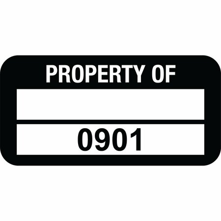 LUSTRE-CAL VOID Label PROPERTY OF Black 1.50in x 0.75in  1 Blank Pad & Serialized 0901-1000, 100PK 253774Vo2K0901